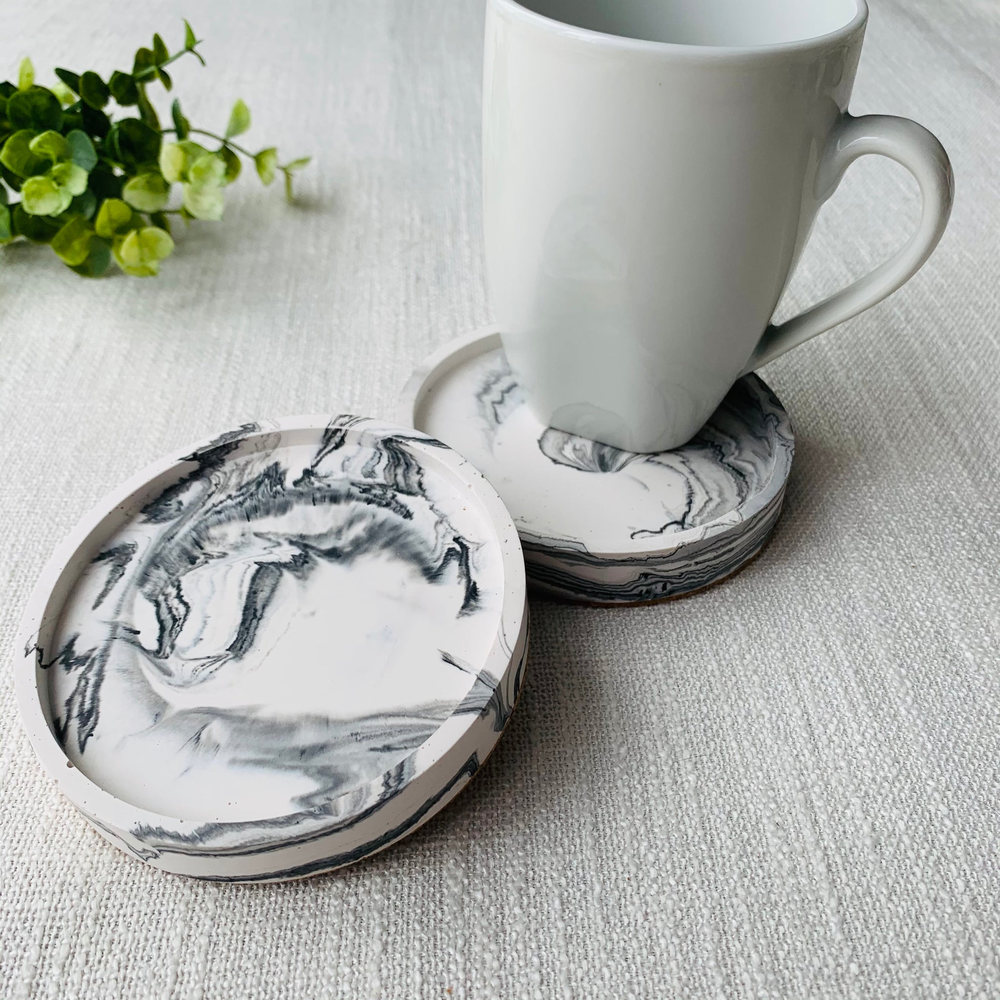 Coffee cup 2024 coaster set, Marble coaster set with stone inlay work, pietra dura coaster set, Handmade white marble coasters, coffee lover gift