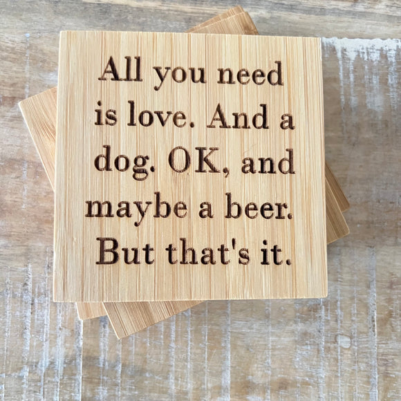 Love, Dog & A Beer Coasters