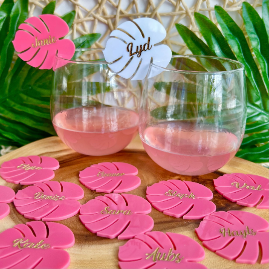 Personalized Monstera Drink Markers