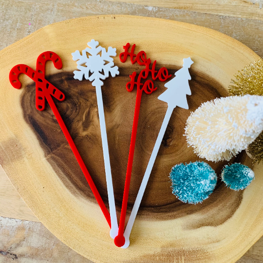 Acrylic Holiday Bow Drink Stirrer Set of 4 Cocktail Stirrers Holiday Mixed  Drinks Christmas Stir Stick Bow Sizzle Stick 